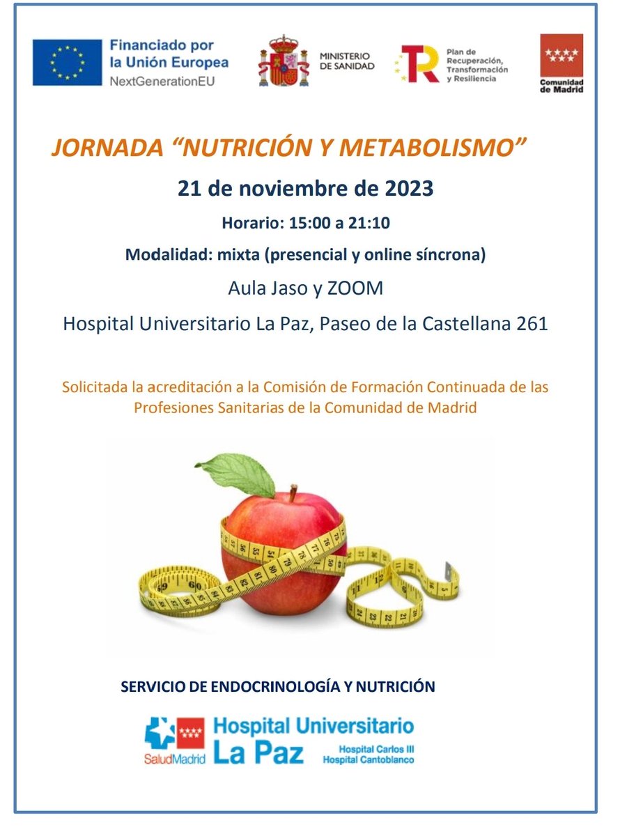 Jornadas de Nutrición y Metabolismo HULP #hulp <a href="/EndocrinoLaPaz/">EndocrinoLaPaz</a> <a href="/noemigpvillar/">Noemí, MD PhD.</a> <a href="/DraZapatero/">Miriam Zapatero</a> <a href="/Ruth_Gaspar_/">Ruth</a> <a href="/ArturoLisbona/">Arturo Lisbona</a> <a href="/SamaraPalmaMil1/">Samara Palma Milla</a>