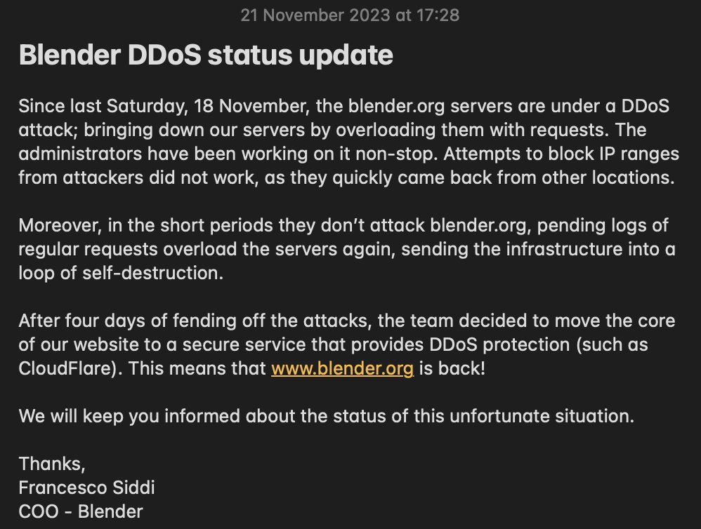 An update on the status of the blender.org attack. #b3d