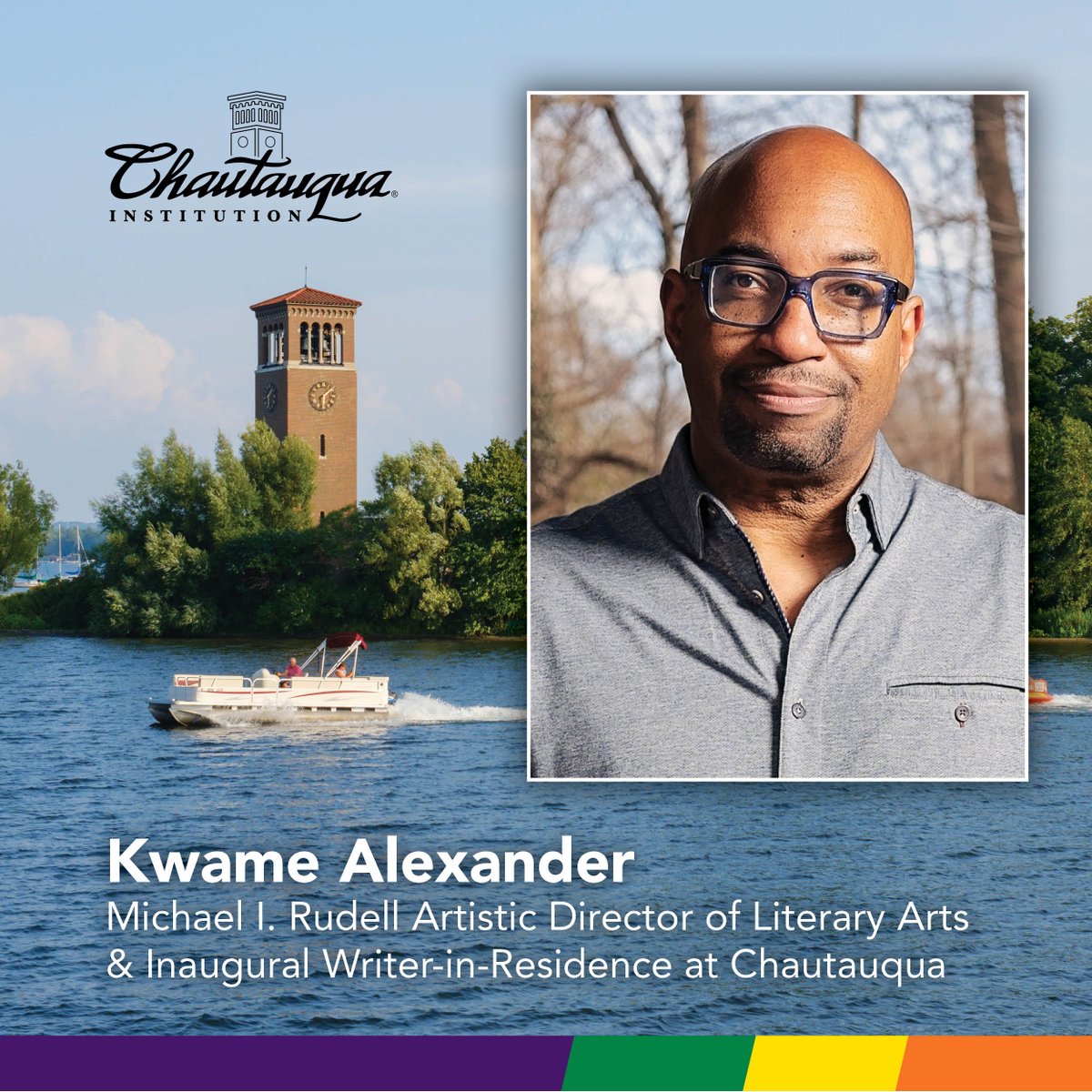 🚨#CLA2024 Announcement🚨 @kwamealexander has been named Michael I. Rudell Artistic Director of Literary Arts and Inaugural Writer-in-Residence. Alexander made his Chautauqua debut in our 2023 CLS. The author of 40 books, his work has also been featured in Battle of the Books.