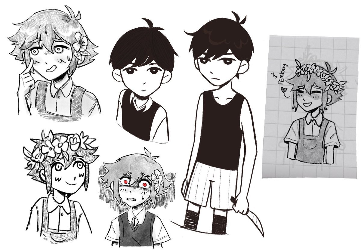 Omori sketches | #OMORI #OMORIFANART #basil
