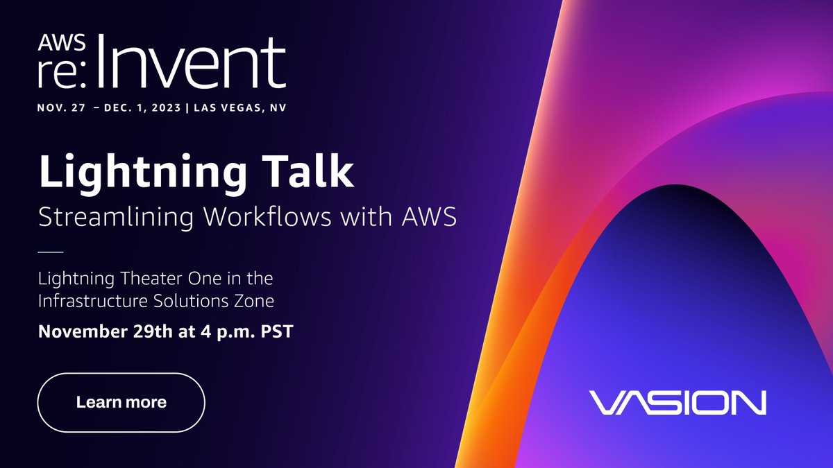 #AWSreInvent is getting closer and we hear the atmosphere is going to be electric! ⚡ 
Check out our Lightning Talk to discover how the collaboration between AWS and Vasion helps businesses accelerate digital transformation with one integrated solution. buff.ly/46cCvJ1