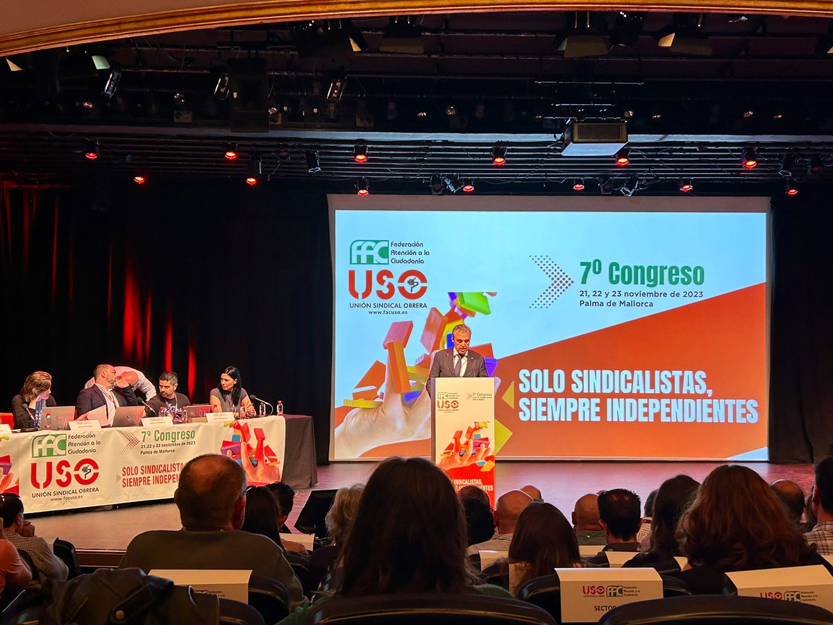 Acabo de inaugurar el 7º Congreso de <a href="/FAC_USO/">FAC USO</a> donde he hablado de la importancia de los sindicatos quienes defienden los intereses económicos, sociales y profesionales de los trabajadores. 

Agradezco que hayáis elegido la ciudad de Palma para la organización de este evento.
