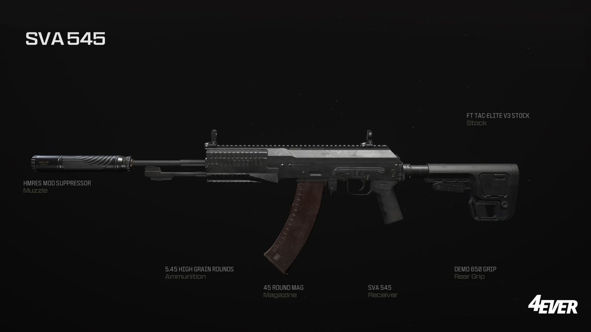KhaledQ84Ever's tweet photo. سلاح : SVA 545 🦅.
Muzzle: HMRES Mod Suppressor
Stock: FT TAC-Elite Stock
Ammunition: 5.45 High Grain
Rear Grip: Demo 650 Grip
Magazine: 45-Round Mag

#MW3 #MWIII #ModernWarfareIII #CallofDuty #MW3募集 #ModernWarfare3 #Cod #Class #SVA545 #Loudout #WarZone https://t.co/3eKae8CcPB