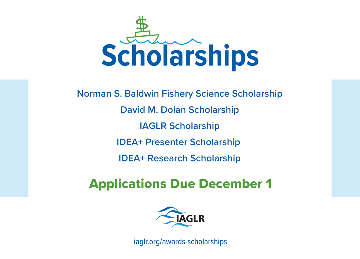 Students, are you looking for some financial support? Apply for an IAGLR scholarship! Deadline next week! #GreatLakes #Research bit.ly/38TlmZP