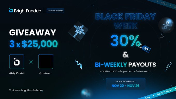_NoFearr_'s tweet photo. 🔥 BLACK FRIDAY ÇEKİLİŞİ  🔥

BrightFunded'ın %30 İNDİRİMLİ 

Black Friday Özel şerefine bir çekiliş düzenliyoruz! 

En sıkı spread oranları ve en iyi ticaret koşullarına sahip BrightFunded ile fon sahibi olma şansını kaçırma. 

🎉 3 x 25.000$ ÇEKİLİŞ  
1. Takip et 
@BrightFunded 
@BrightFundedTR 
@_NoFearr_
2. Beğen ve RT'le 
3. 2 arkadaşını etiketle