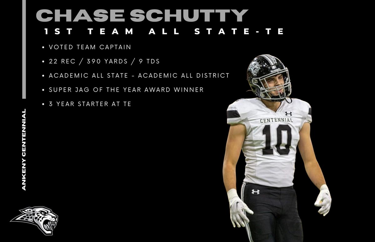 achs_jaguar's tweet photo. Congratulations to @SchuttyChase for being named to the 5A IPSWA / IFCA 1st Team All State Football Team. https://t.co/4wfNru7Cls