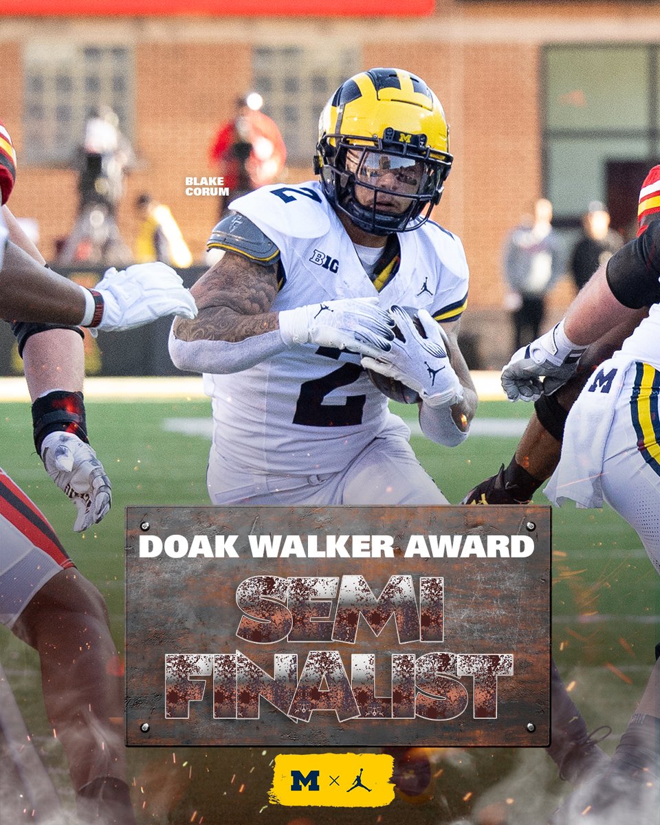 Blake Corum has been named a semifinalist for the Doak Walker Award, presented to the nation's premier running back. #GoBlue