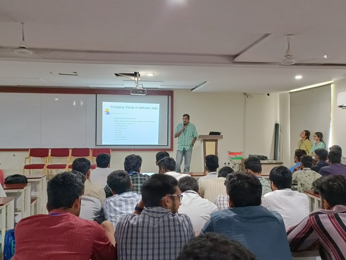 CmrtcCse's tweet photo. The Department of Computer Science and Engineering hosted an event "Exploring the Software Job Market: Insights and Strategies for BTech CSE Students." The session was conducted by Mr. Sudhakar Nuthi, Lead Software Engineer at Genzeon Technology Solutions Private Limited #cmrtc https://t.co/XrL2juRuze