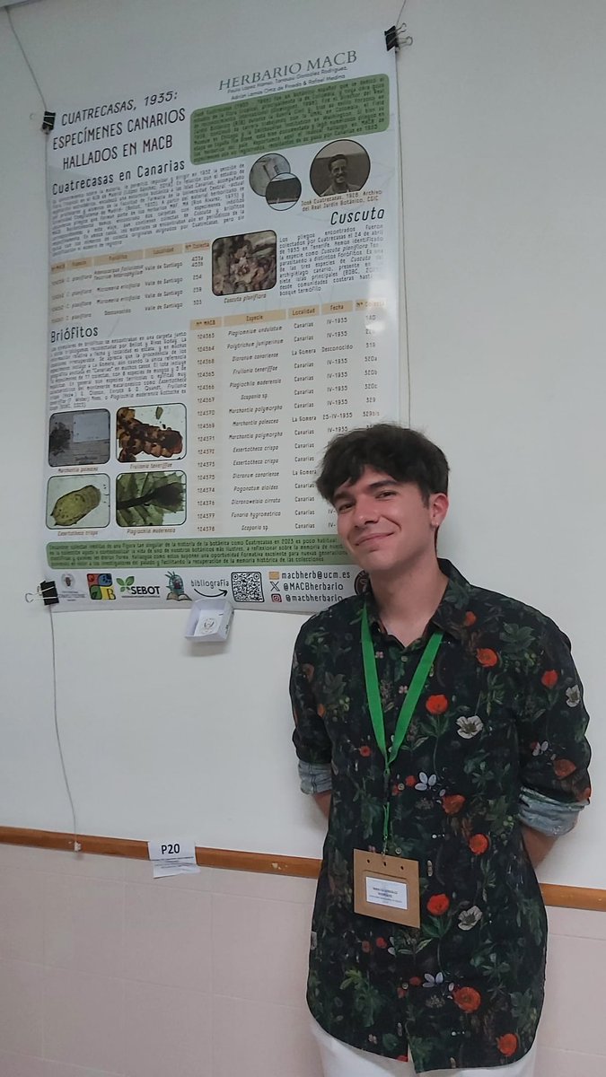 tanausu_gon's tweet photo. De mi paso por el IV Simposio Anual de Botánica Española con póster colaborativo.

Mil gracias a @bryomedina por introducirme en el apasionante mundo de la briología y darme la oportunidad de ir a conocer a una comunidad tan maravillosa.

#IVSimSEBOT @OficialSebot @unileon https://t.co/ziKSBaeKl0