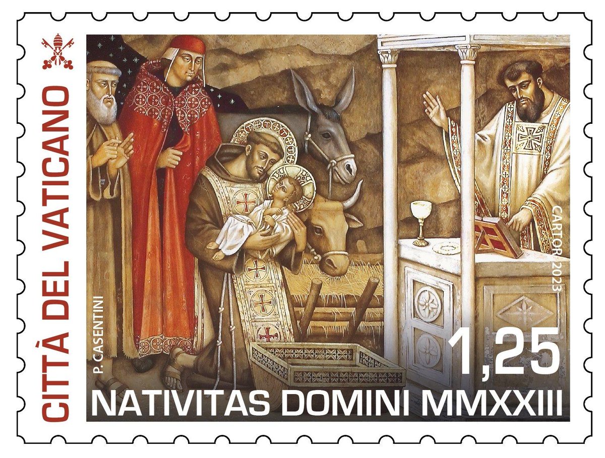 Cindy_Wooden's tweet photo. I agree it's too early for a lot of the Christmas decorations, but it's perfect timing for Christmas stamps. The Vatican's this year commemorate the 800th anniversary of St. Francis of Assisi setting up a Nativity scene in Greccio. https://t.co/jTs1b0ZYEs