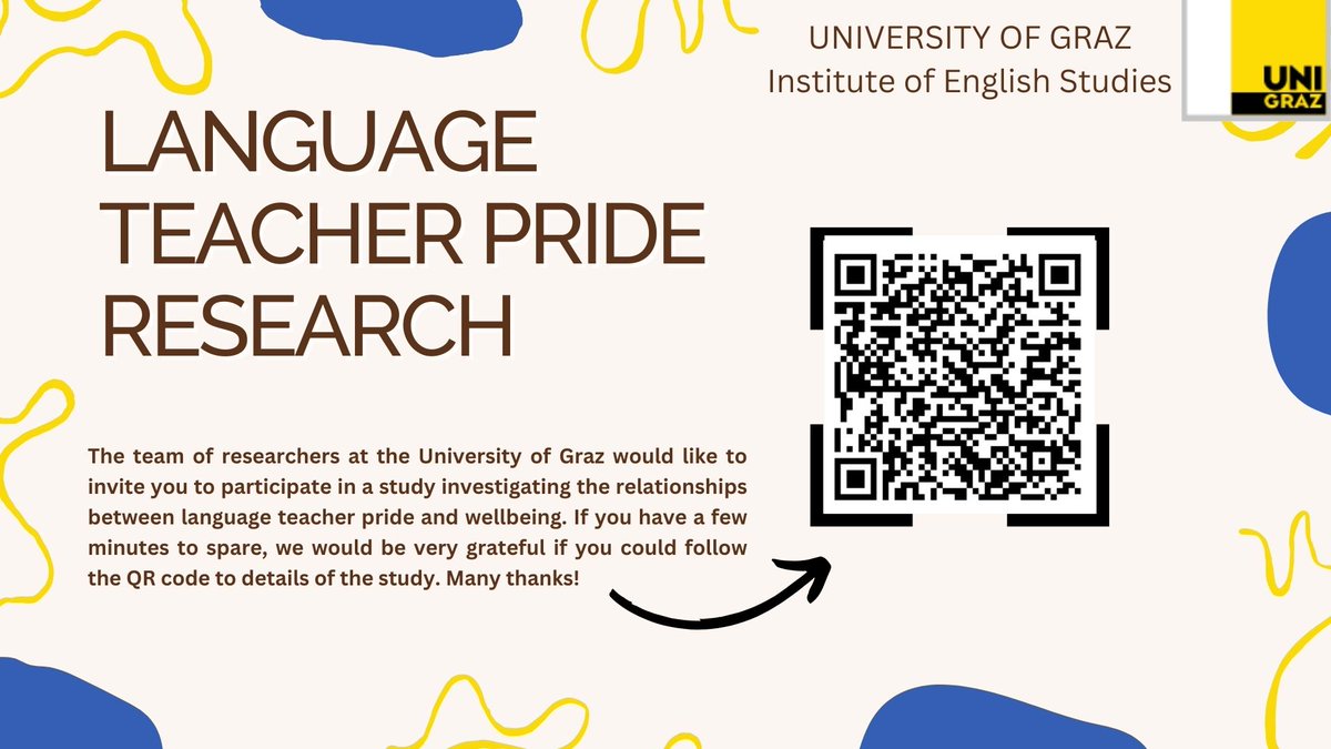 If you are a language teacher working at secondary or tertiary level, it would be great if you could please complete our survey about language teacher pride and wellbeing. Please do share in your communities. Many thanks! anglistik.uni-graz.at/en/elt-researc…