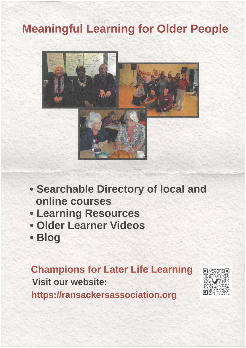 artizanlibrary's tweet photo. There's a really useful directory of local and online courses for older people at https://t.co/xz054QOQQ7. Worth checking out! #LaterLifeLearning @ransackersuk https://t.co/yUSC43W2Vl