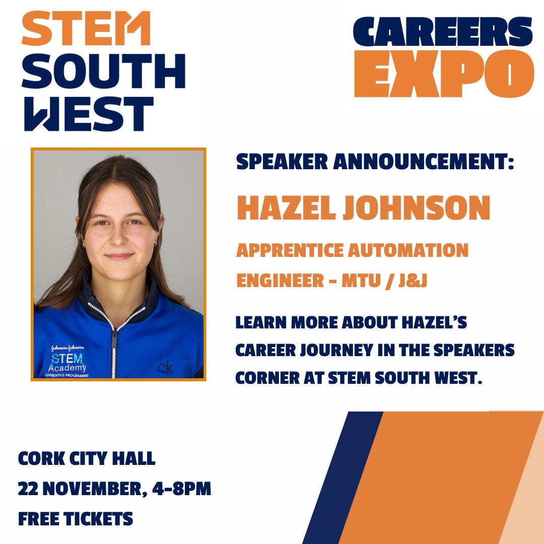 We're delighted to welcome Hazel to the Speakers Corner at STEM South West. Book your FREE tickets here: stemsouthwest.ie #STEMSW2023 #CareerJourney #STEMSouthWest