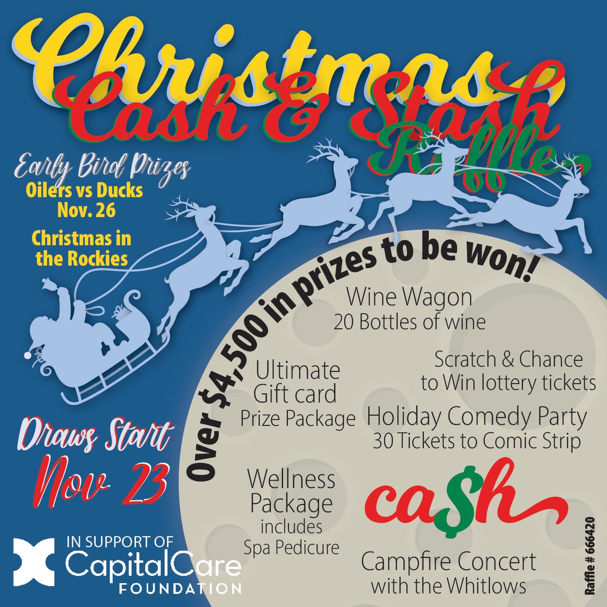 capcarefdtn's tweet photo. It's that wonderful time of the year again - we're excited to announce our Christmas Cash and Stash Raffle! This raffle is dedicated to our seniors in care, bridging the gap in government funding. Plus, we have some amazing prizes! 

https://t.co/AKqRlVG37H
License number 666420. https://t.co/Fp5zmCUTwD