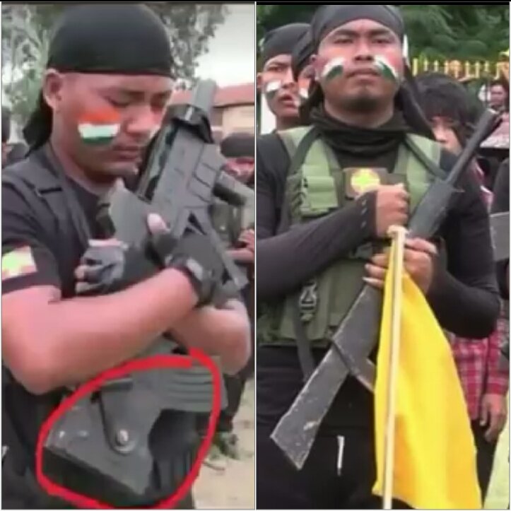yaiphaba07's tweet photo. A #TerrorArmy is on the rise in #India at #Manipur's #Churachandpur. On 15 Aug'23 in a #marchpast parade held there, armed #ChinKuki #militants had shown their might in full view of #DistrictAdministration &amp; #IndianArmy. #India has seen its weakest form in 76 yrs of Independence. https://t.co/hVoNvGqcsK