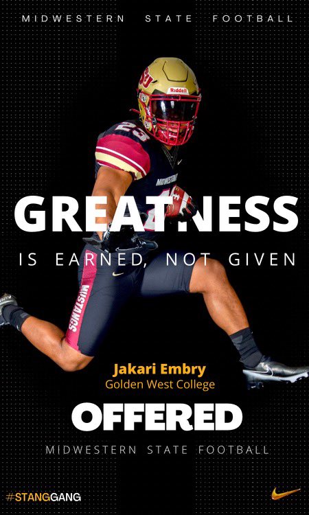 jakariembry100's tweet photo. After a Great conversation w @CoachD_Jordan  I am blessed to say that I have received an Offer to play at Midwestern State University! https://t.co/gOTJ9Foho5
