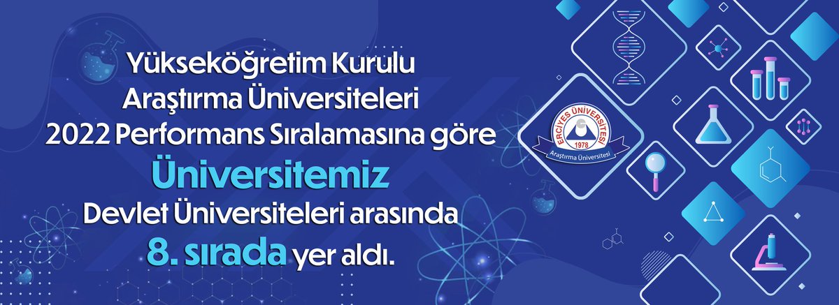 ErciyesUni1978's tweet photo. Yükseköğretim Kurulu Araştırma Üniversiteleri 2022 performans sıralamasında Üniversitemiz Devlet Üniversiteleri arasında 8. sırada yer aldı.
Haber için :https://t.co/WoPE9EE2MF https://t.co/unwQieCV7W