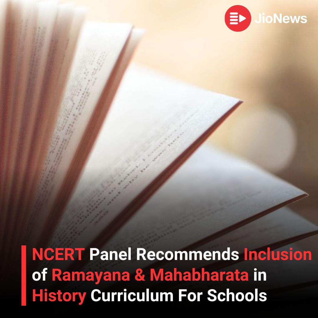 JioNews's tweet photo. Indian epics like the Ramayana and Mahabharata may soon find a place in history textbooks as recommended by a high-level panel of the NCERT.
.
.
#NCERT #Ramayana #Mahabharata #Historybooks #Revisedsyllabus
Read More:
https://t.co/MtQZr63I5D https://t.co/qPcb2FsGBz