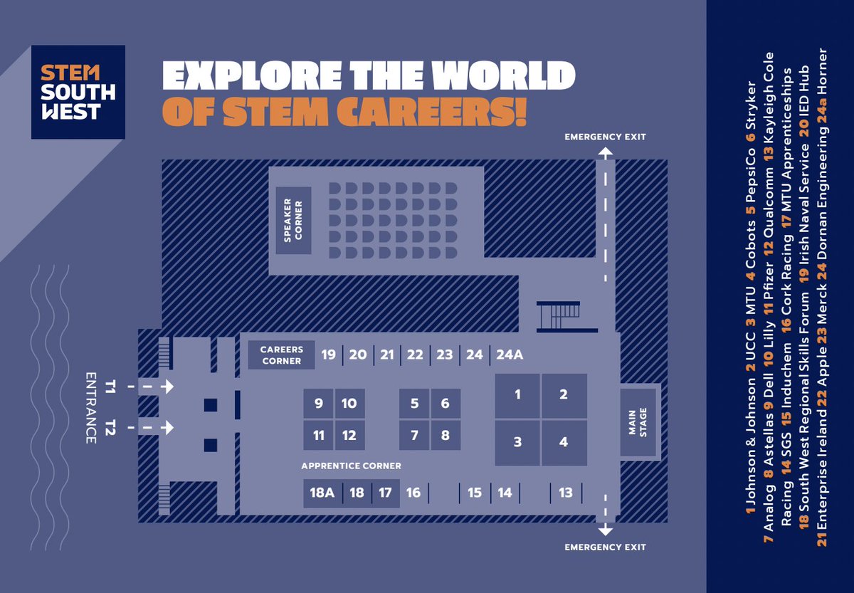 Check out the map for tomorrow's STEM South West event in City Hall!
Explore the world of STEM Careers!
Book your FREE tickets here: stemsouthwest.ie
#STEMSW2023 #STEMCareers #STEMSouthWest