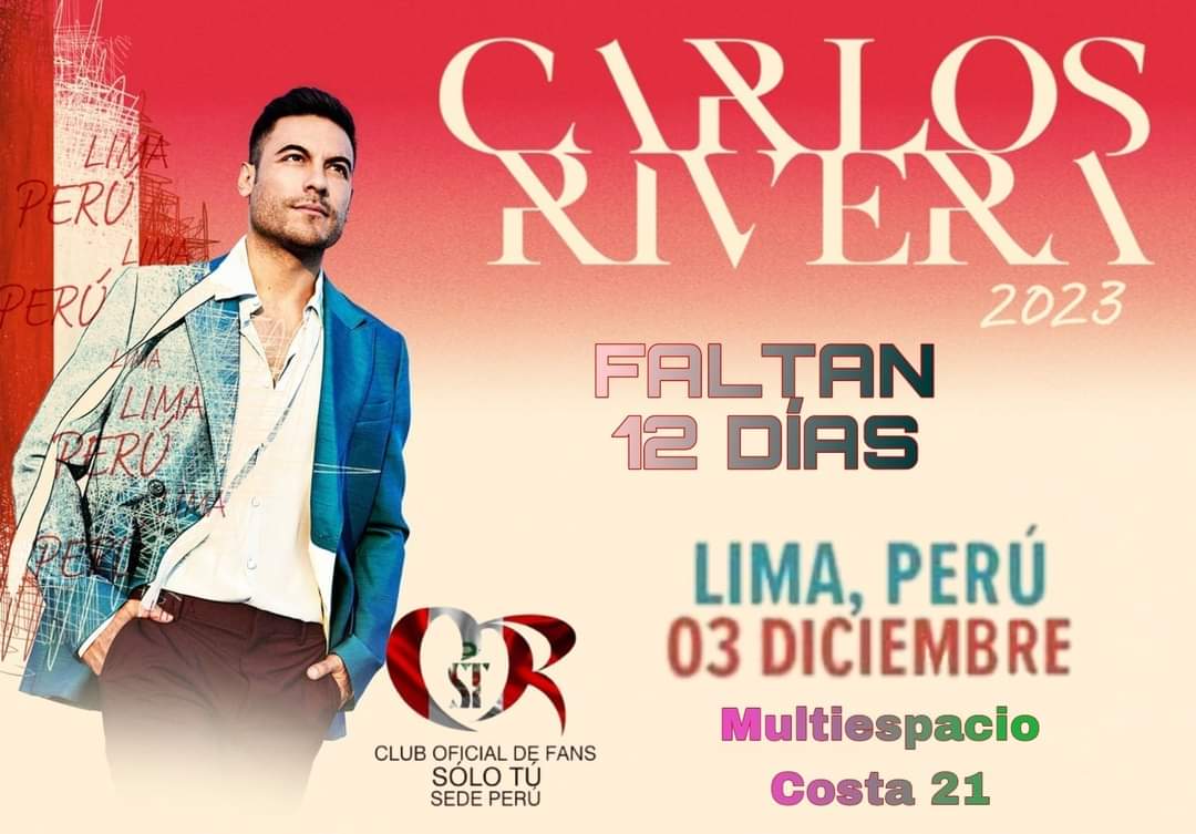 roloelerad's tweet photo. Cuenta regresiva 🙌☺️
Carlos Rivera
#UnTourATodasPartes 🌎✈️ 
#Perú
#MultiEspacioCosta21
Westwood Entertainment 
Sony Music Perú 
Club Sólo Tú Perú CR https://t.co/zLN4agXUCp