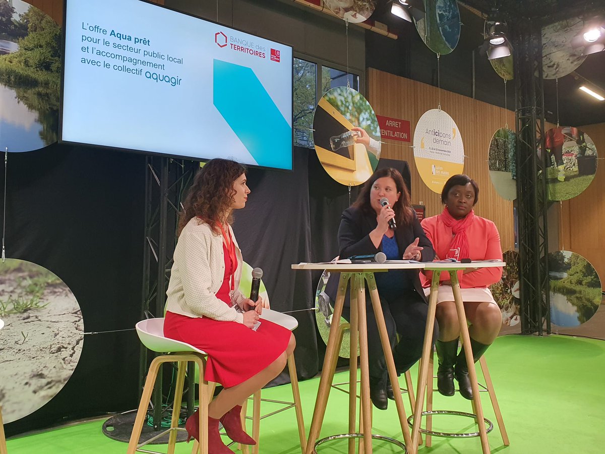 [Gestion de l’EAU] <a href="/salondesmaires/">Salon des Maires et des Collectivités</a> 
La <a href="/BanqueDesTerr/">Banque des Territoires</a> reste mobilisée aux côtés des collectivités locales notamment via l’#AquaPrêt ➡️bit.ly/3tuL9Fk