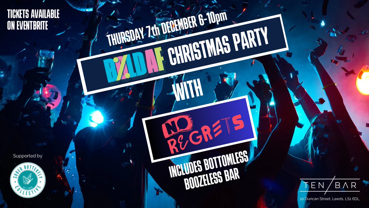noregretsleeds's tweet photo. Get your tickets for a Christmas Party with No Regrets! A bottomless boozeless bar, DJ and AF Pong, the perfect Christmas night without any hangover!
https://t.co/YNJYaJrVmn
#NoRegrets #NoRegretsLeeds #ChristmasParty #ChristmasWithNoRegrets #AF #AFParty #Event #Leeds https://t.co/jCBZIuftt3