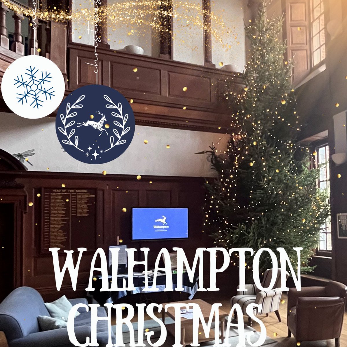 Christmas has landed at Walhampton! Our wonderful locally sourced tree is up in our Main Hall, expertly dressed with lights by Mr Crosby and his team of elves - it's just waiting for our handmade pupil decorations to complete the trimming of the tree.  
#walhamptonchristmas