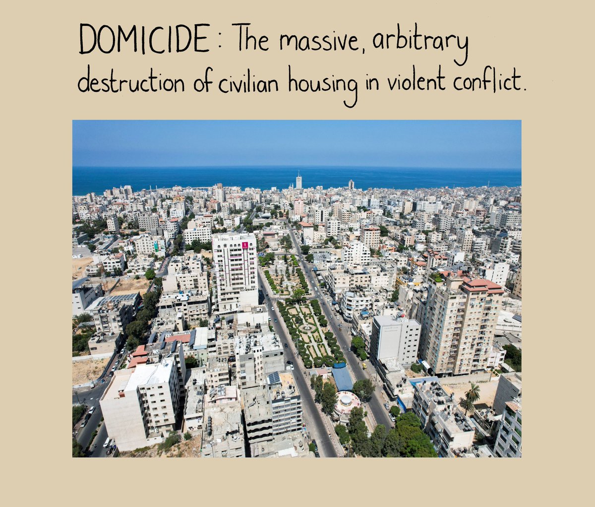 Source: A photo of Gaza city, taken in September 2021. The data comes from the United Nations Office for the Coordination of Humanitarian Affairs which verifies numbers from Gaza's Ministry of Public Works and Housing.