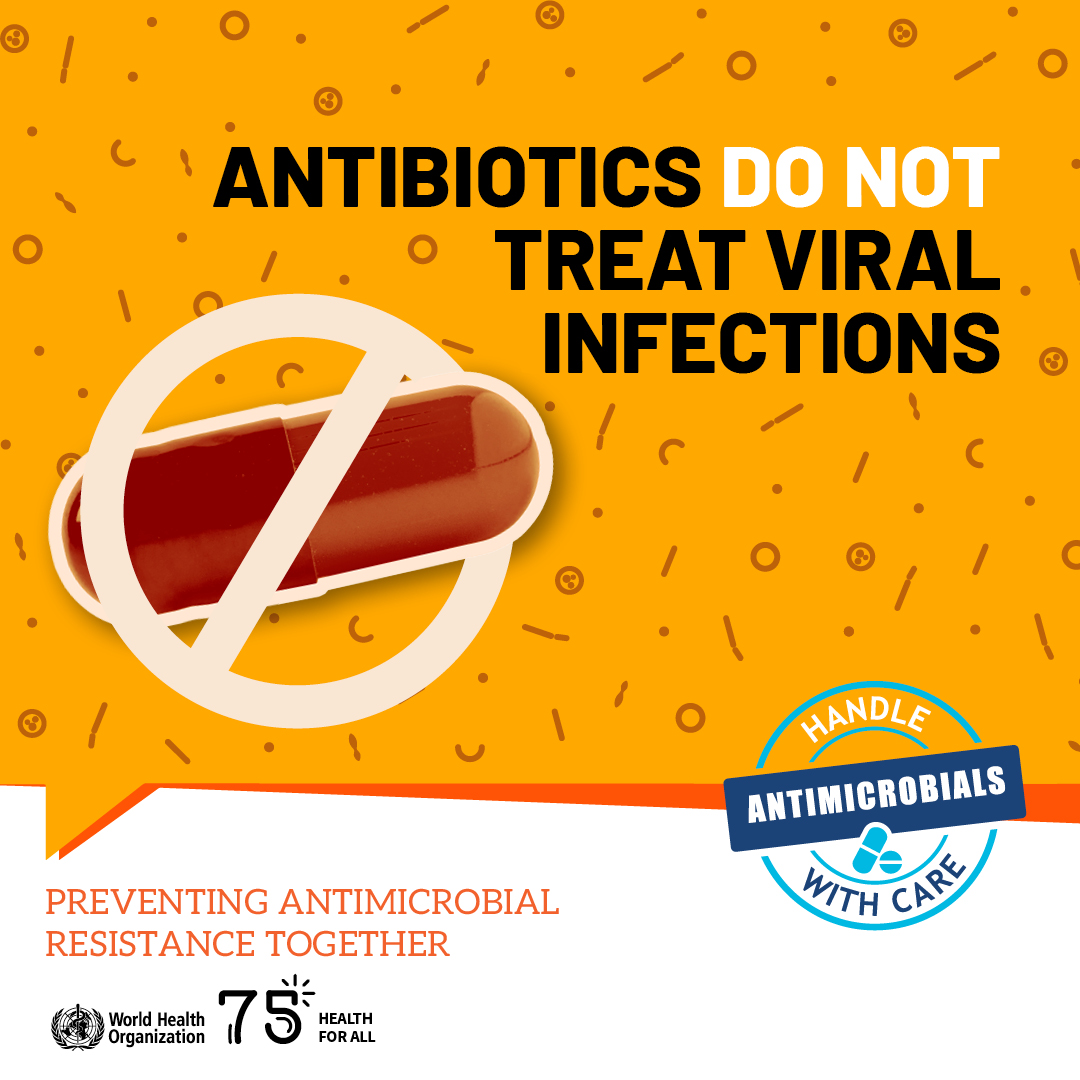 Save the antibiotics for when you actually need them. 💊
#AntimicrobialResistance (AMR) can be prevented by avoiding the misuse of antimicrobial medicines.
Learn more: bit.ly/3SIKhYj