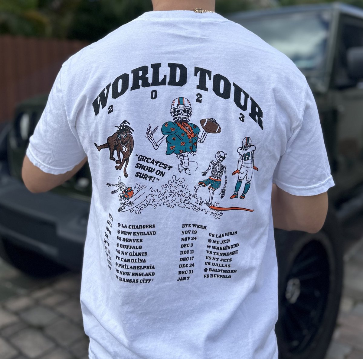 miahighlife's tweet photo. Miami Dolphins World Tour Tee available at https://t.co/O9RN65Gsag #FinsUp https://t.co/sdl1t3P172