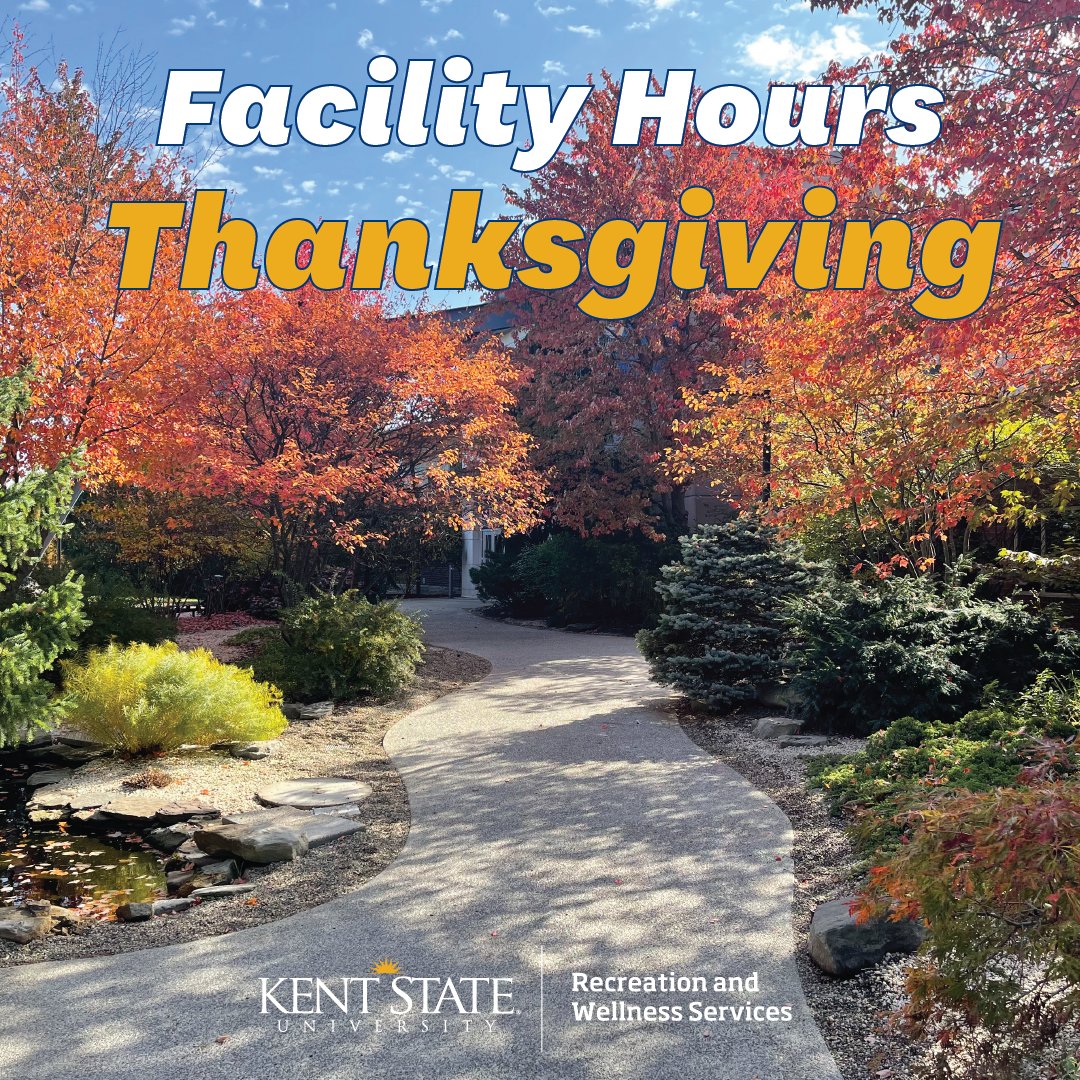 Following are the upcoming Student Recreation &amp; Wellness Center hours due to the Thanksgiving holiday.
- Wednesday, Nov. 22: 5:30 a.m. - 5 p.m. 
- Thursday, Nov. 23: Closed
- Friday, Nov. 24: 8 a.m. – 5 p.m.