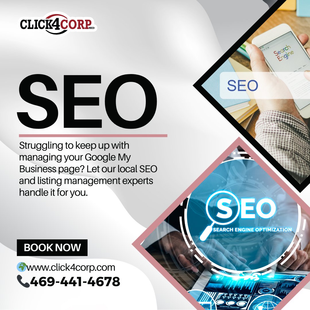 Click4_Corp's tweet photo. Struggling to keep up with managing your Google My Business page? Let our local SEO and listing management experts handle it for you. Reach out to us now! 
**
🌍https://t.co/1x439K9fW8
📞469-441-4678
#WebDesign #SEO #Dallas #AllenTX #Plano #DigitalMarketing
 #WebsiteLaunch https://t.co/oE2Gq1s4uG