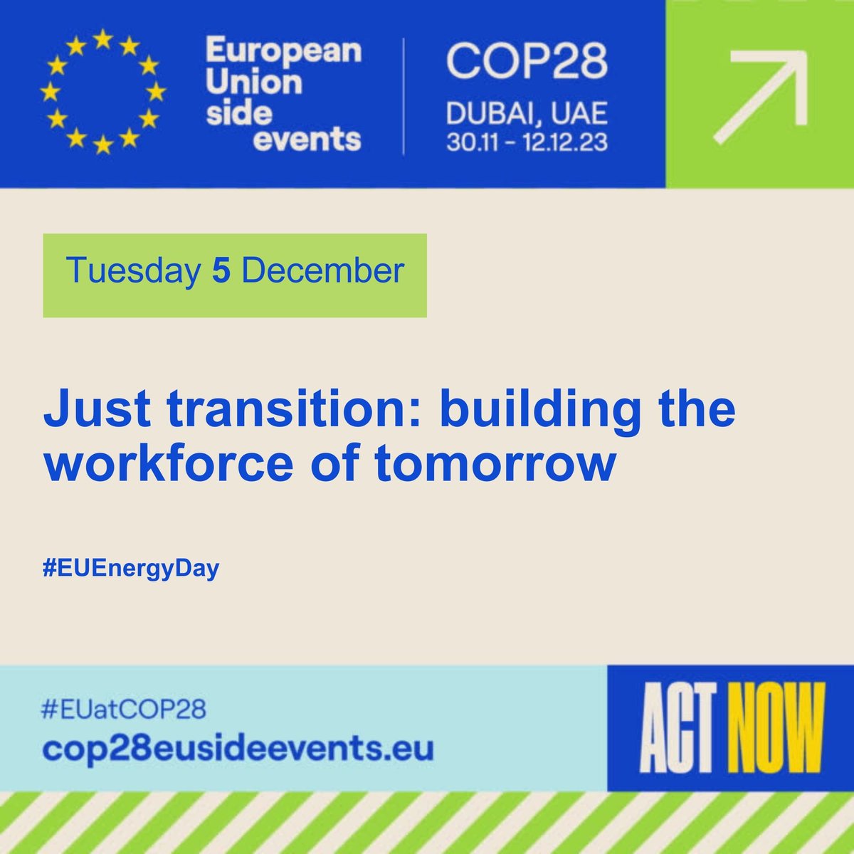 Climate Strategies (@climatestrat) on Twitter photo Donβt miss this crucial conversation at #COP28!
Join high-level stakeholders from policy, industry, labour and youth to discuss just and equitable ways to achieve the #NetZero transition and build the workforce of tomorrow.
Register nowπ cop28eusideevents.eu/e/programme?seβ¦ <a href="/Energy4Europe/">Energy4Europe πͺπΊ</a> Donβt miss this crucial conversation at #COP28!
Join high-level stakeholders from policy, industry, labour and youth to discuss just and equitable ways to achieve the #NetZero transition and build the workforce of tomorrow.
Register nowπ cop28eusideevents.eu/e/programme?seβ¦ <a href="/Energy4Europe/">Energy4Europe πͺπΊ</a>