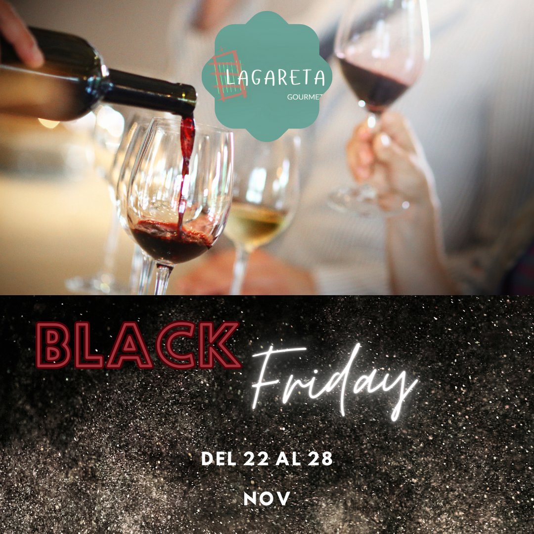 LagaretaG's tweet photo. 🔥 ¿Listo para el clímax del Black Friday? Tus vinos favoritos te esperan con un descuento del 15% a partir de mañana 22 de Noviembre!
El reloj ya está en marcha. ⏳🍾
¡No dejes que se escape esta oportunidad de hacer tu reserva winelover!
#lagaretagourmet #blackfriday2023 https://t.co/Okp7iy1GAi