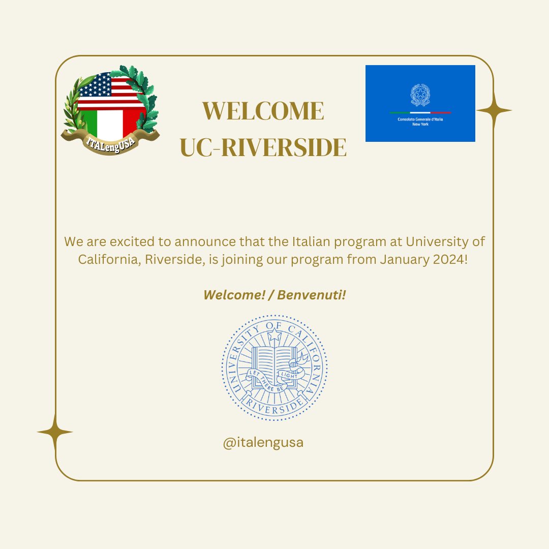 Breaking boundaries with language and culture as UC Riverside @ucriversideofficial joins our program! 🌍🎓 
We are proud to welcome UC Riverside @ucr_italian to our language program family. 🌐💫 #LanguageProgram #UCRiverside #CulturalExchange #ITALengUSA