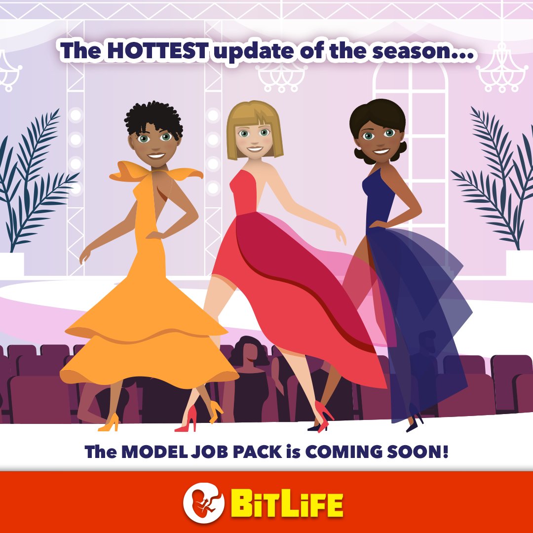 BitLifeApp's tweet photo. You wanna be on top, Bitizens? Now's your chance because the MODEL JOB PACK is coming soon! 👠 #BitLife #ModelJobPack https://t.co/IiDhxswqLv