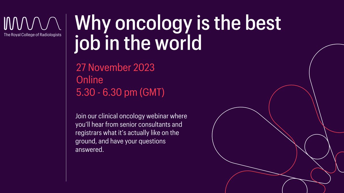 Know someone who'd make a great clinical oncologist? We’re running a webinar to discuss why oncology is the best job in the world and how to apply for training. We'd love you to share this with interested junior doctors and medical students! Learn more: rcr.ac.uk/choose-oncolog…