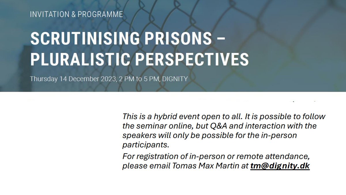 PSJ_UK's tweet photo. Check out this event, connected to and hosted by the guest editors of our special edition on Prison Scrutiny (no. 265) https://t.co/vUo6N7pw7L