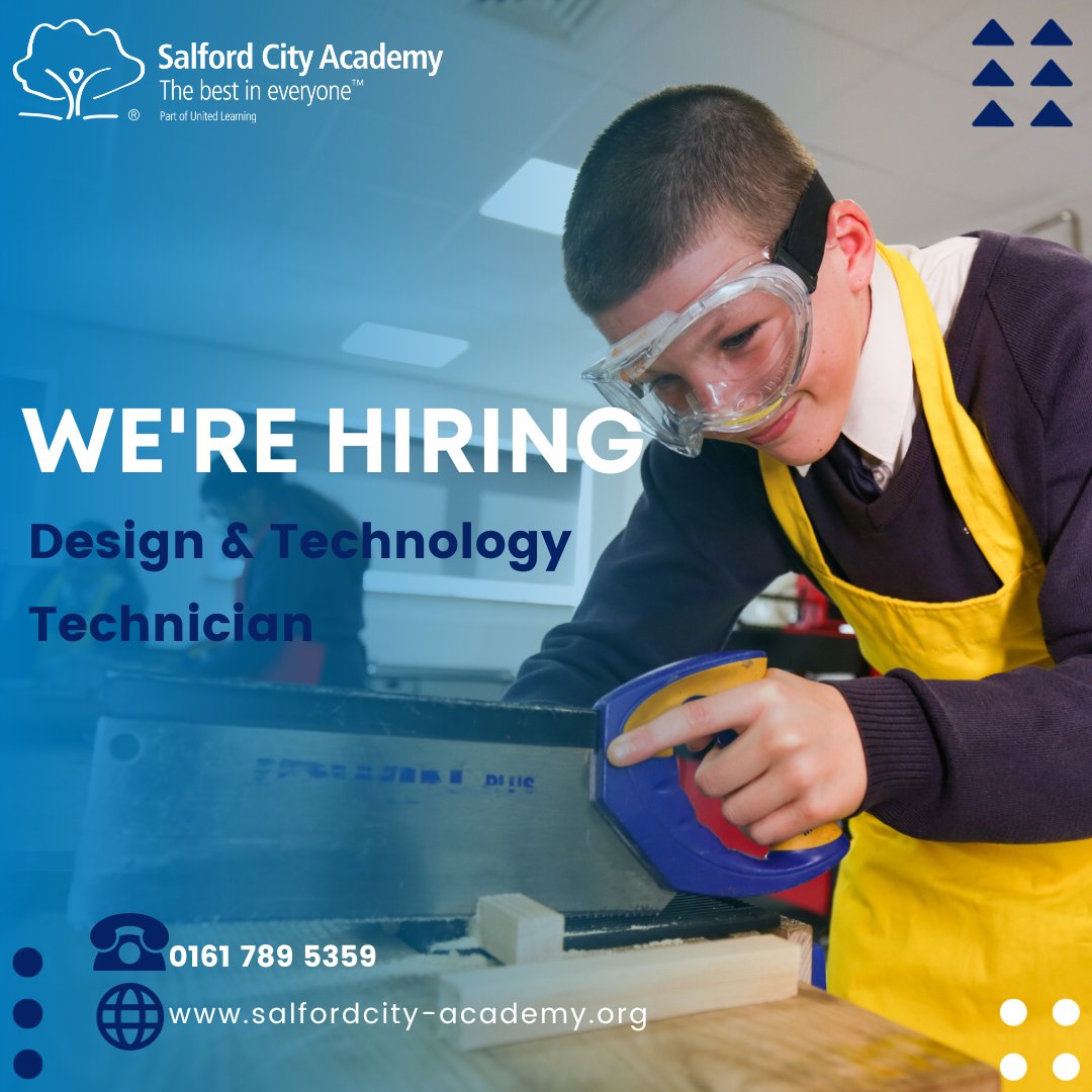 We're hiring! 💙

Looking for a fast-paced and rewarding role?

We currently have a position for a Design &amp; Technology technician 👍

We offer a competitive salary and flexible working 🌟

Interested? Find out more here 
…ordcity-academy.current-vacancies.com/Jobs/Advert/33…