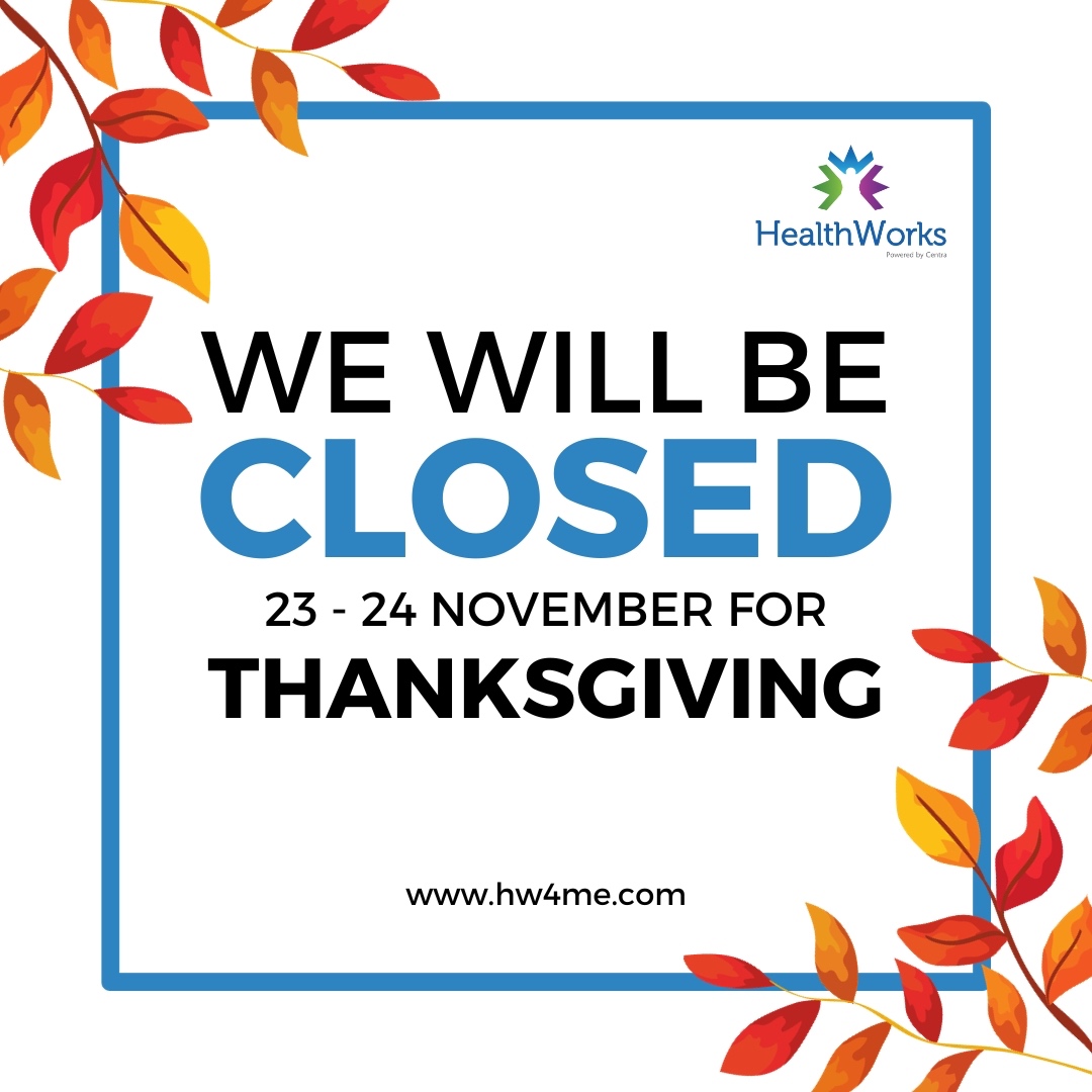 YourTotalLife's tweet photo. In the spirit of Thanksgiving, please note that HealthWorks will be CLOSED on Thursday and Friday this week!

Enjoy this special time with your loved ones, and we'll see you on Monday! Have a wonderful holiday! https://t.co/xkJd23501Q