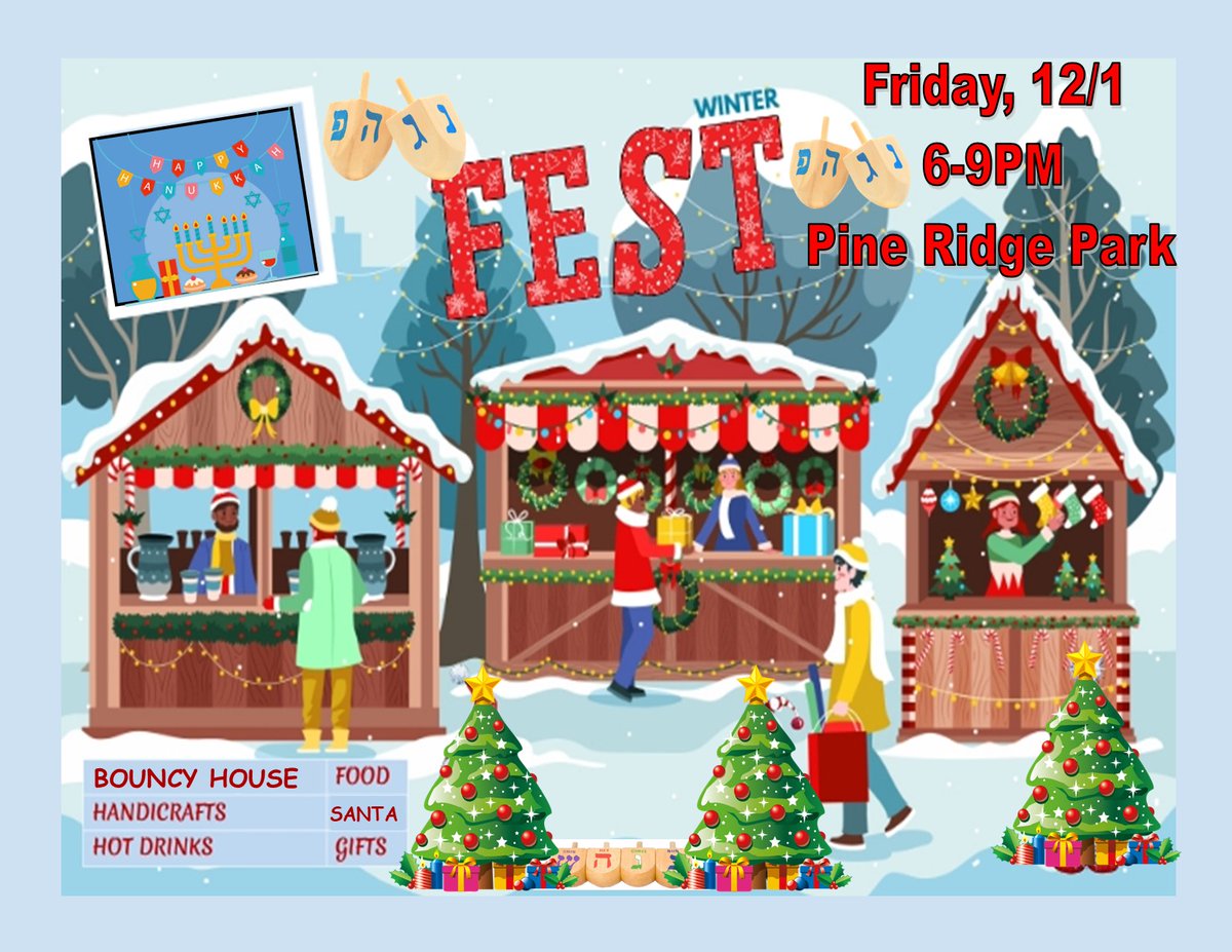 ryebrookrec's tweet photo. It's time for WinterFest!
Help us ring in the Holiday Season, Friday, December 1st at Pine Ridge Park.
Festivities begin at 6:00pm.
Fun and games for the entire family with a special visitor from the North Pole.
Food and snacks will be available for purchase. https://t.co/ShIpC2Olgg