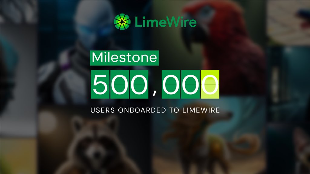🍋🎉 We‘re excited to share another milestone:

Since the launch of our AI Studio in September, we have onboarded 500,000 new users to LimeWire 🔥

Stay tuned for more exciting product news over the next week!