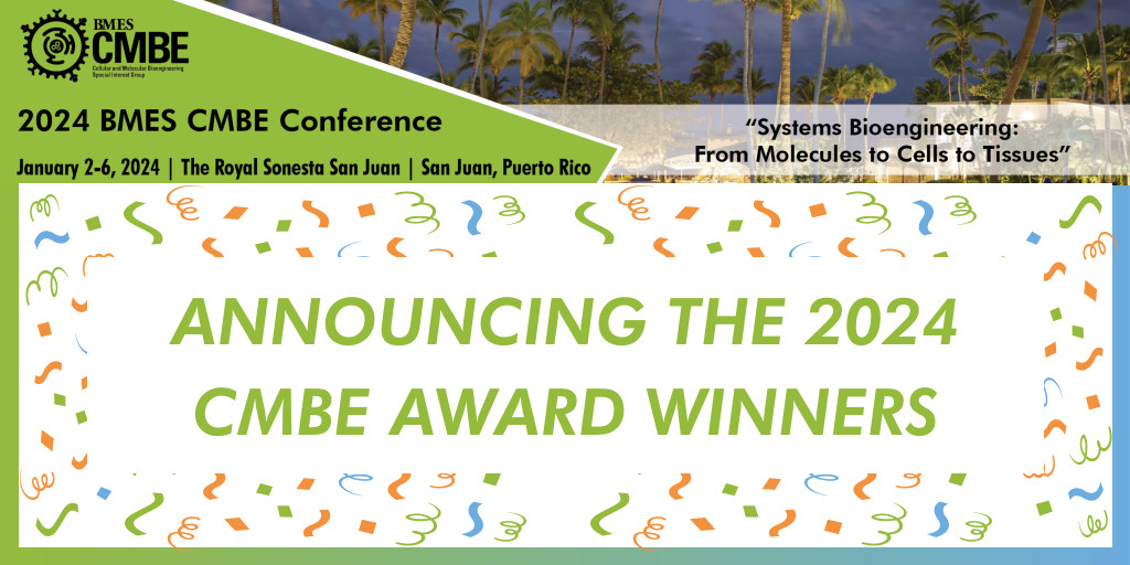 BMESociety's tweet photo. The BMES Cellular and Molecular Bioengineering Special Interest Group (CMBE-SIG) is excited to announce the award-winning class for #CMBE2024.

There were 3 categories &amp; almost 30 winners.

View the 2024 @CMBE_BMES winners: https://t.co/FiVtcuLFu7 https://t.co/hh9JkDV6YF
