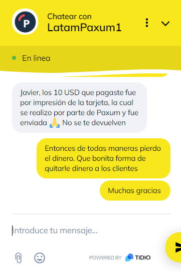 Studio4RCol's tweet photo. Bonita la forma de quitarle el dinero a los clientes por parte de @paxumlatam. Ellos expiden la tarjeta y la envían x 4-72 pero sin guía.  4-72 también dice que ellos no pueden hacer seguimiento solo con el ID. 
 Conclusión: #Paila #PaxumLaBlue https://t.co/BVbKg839uF