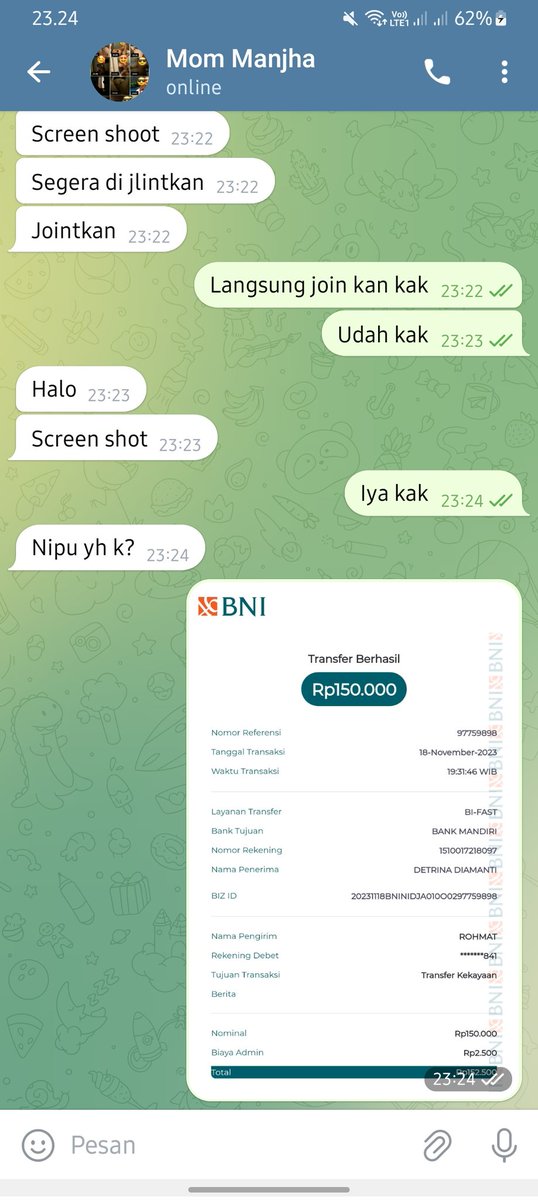 Cahyo2812's tweet photo. Ini chat kelanjutannnya.
Mohon bantu retwet biar rame dan tanggung jawab.@aa_sunda18 @AntoniusSaputr7 @Bagas_argantara @Bareback_Sby @BryanTakana @Bujangkampung02 @gucchoraccho @Tahubulat484099 @c_dault bantuannya ya😭🙏🙏 https://t.co/9QLXfgdeVy