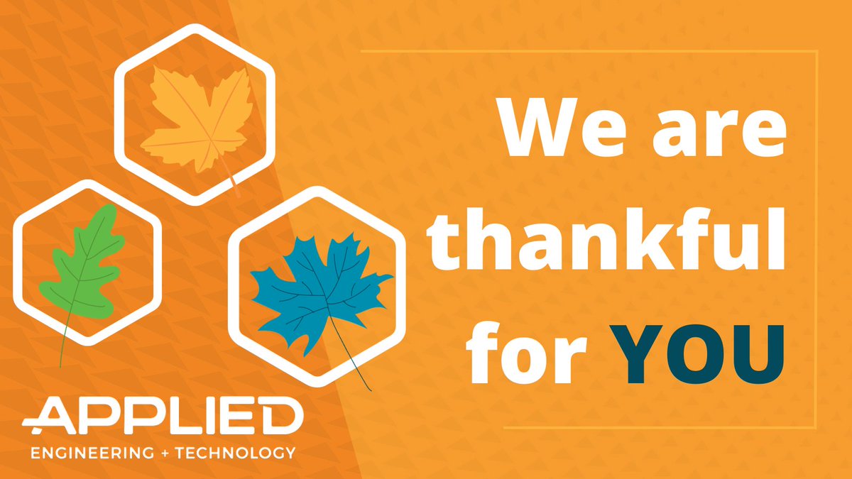 GoApplied's tweet image. This year, as with every year, we are incredibly thankful for our customers, our employee-owners, and our leadership team! Applied would not be what it is without every one of you.

Thank you! 😊
#thankful #engineeringnewways

go-applied.com