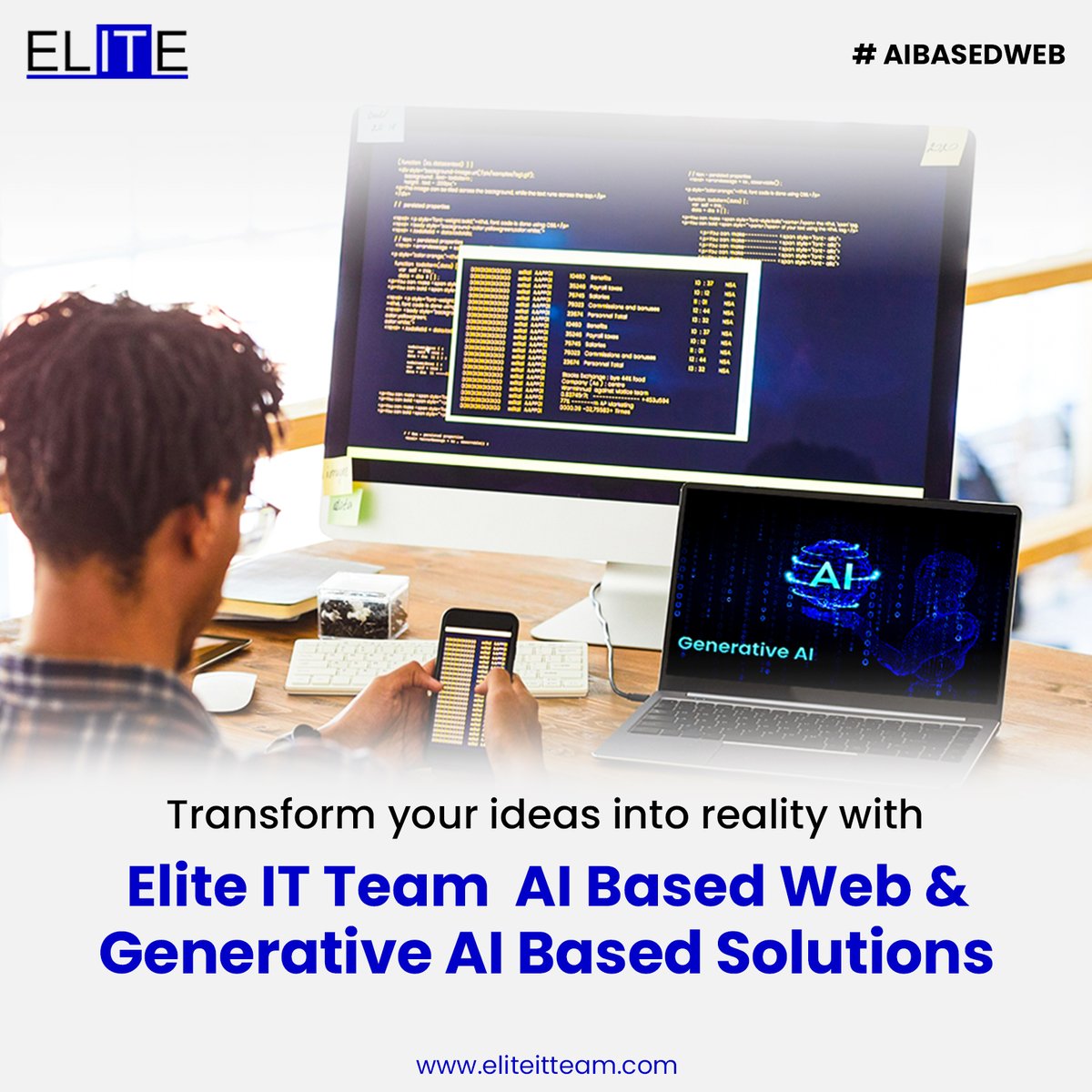 eliteitteamltd's tweet photo. Transform Your Ideas into Reality with ๐๐น๐ถ๐๐ฒ ๐๐ง ๐ง๐ฒ๐ฎ๐บ ๐ช๐ฒ๐ฏ & ๐๐ฒ๐ป๐ฒ๐ฟ๐ฎ๐๐ถ๐๐ฒ ๐๐ ๐๐ฎ๐๐ฒ๐ฑ ๐ฆ๐ผ๐น๐๐๐ถ๐ผ๐ป๐.
๐๐น๐ถ๐๐ฒ ๐๐ง ๐ง๐ฒ๐ฎ๐บ: https://t.co/v9G7LKn0YC
#EliteITTeam #WebDevelopment #AIInnovation #TechTransformation #IdeastoReality #TechGenius https://t.co/a0RB5ORgH3