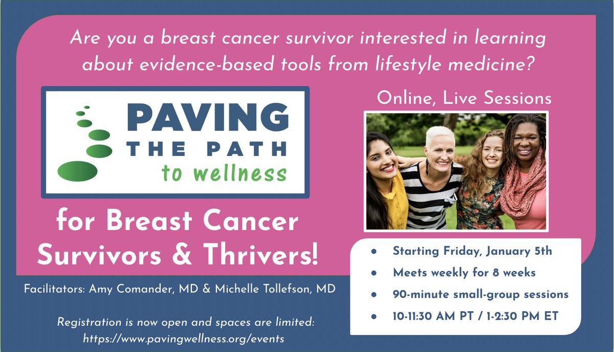 pavingwellness's tweet image. We are thrilled to announce the first PAVING the Path to Wellness for Breast Cancer Survivors and Thrivers!  

Are you motivated to improve your health but feel you would benefit from a supportive community?  

Then click here to register!pavingwellness.org/events 
#pavingwellness