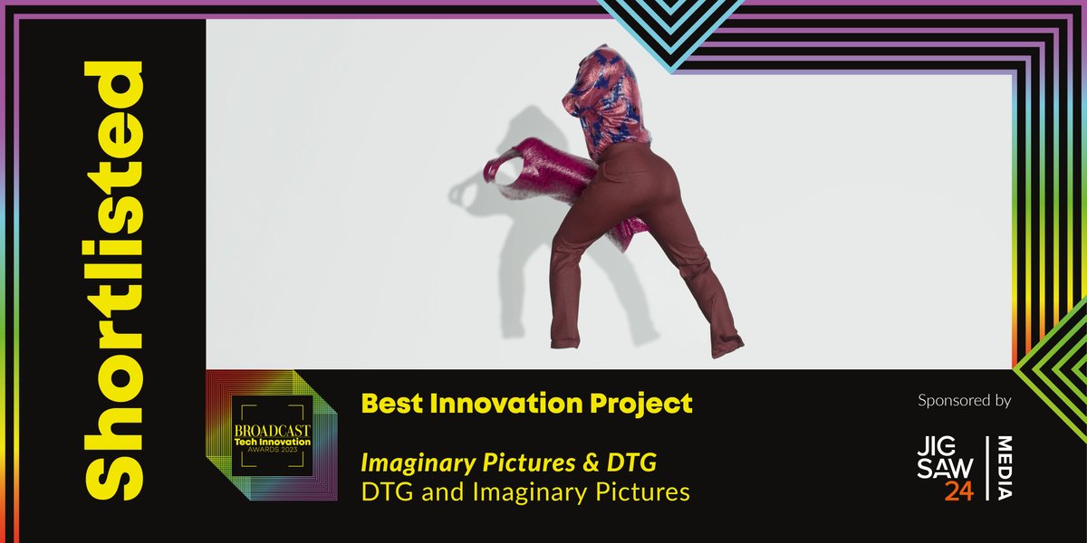 Broadcast Tech Innovation Awards (@broadtechawards) on Twitter photo Shortlisted for Best #Innovation Project, sponsored by <a href="/Jigsaw24Media/">Jigsaw24 Media</a>, is Imaginary Pictures & <a href="/theDTG/">Digital TV Group</a>, DTG and Imaginary Pictures.
See the shortlist at: bit.ly/BTIA2023shortl… #BTIA2023 Shortlisted for Best #Innovation Project, sponsored by <a href="/Jigsaw24Media/">Jigsaw24 Media</a>, is Imaginary Pictures & <a href="/theDTG/">Digital TV Group</a>, DTG and Imaginary Pictures.
See the shortlist at: bit.ly/BTIA2023shortl… #BTIA2023