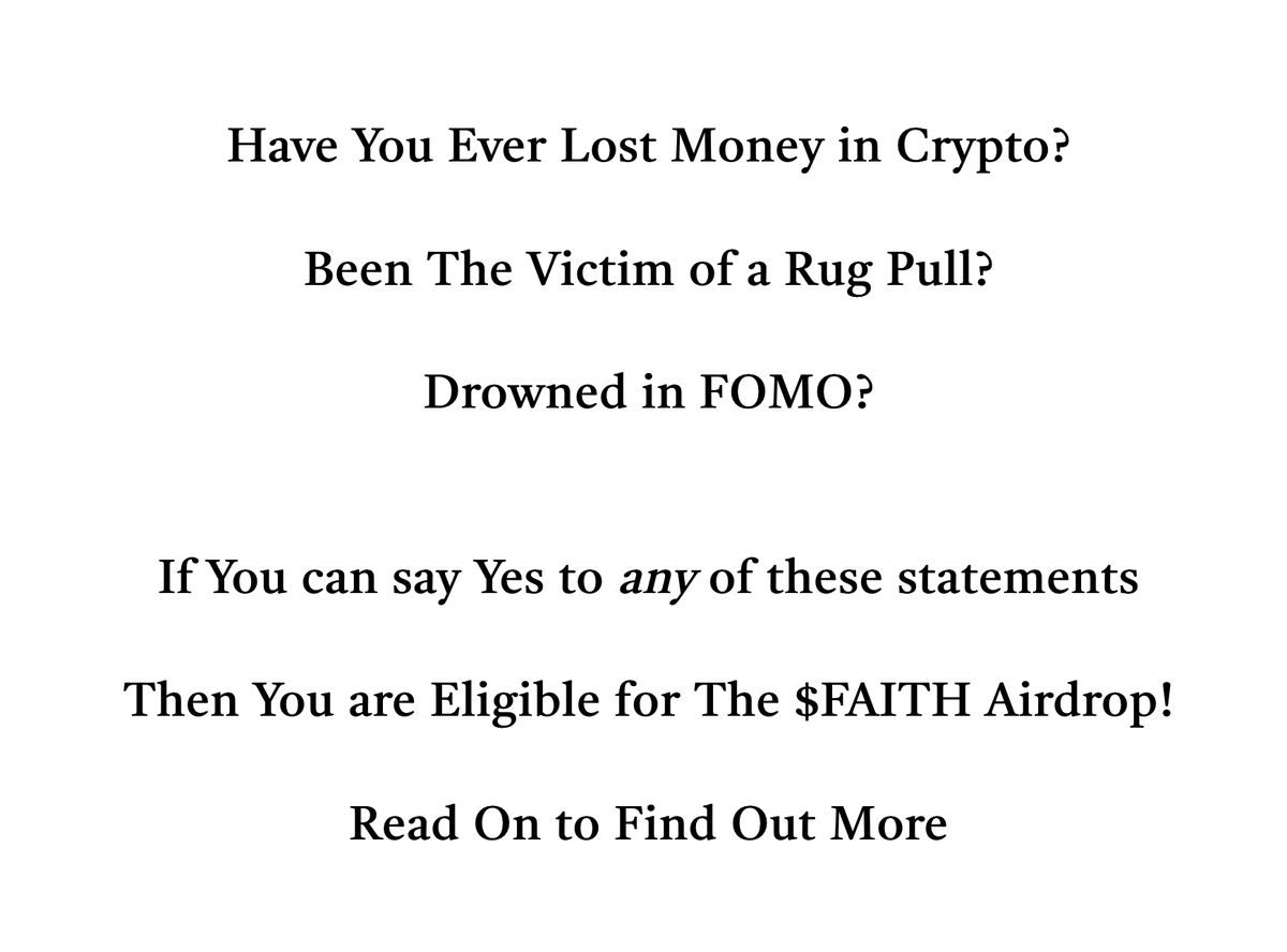 faithtokens's tweet photo. HEY $XRP HOLDERS! 🚨

HAVE YOU CLAIMED YOUR $FAITH AIRDROP YET? 🎁

ONLY 900 SPOTS REMAINING ⏰

DON'T MISS THE NEXT BIG THING IN #CRYPTO 💸

GET IN AT GROUND ZERO FOR FREE 🪙

BY HELPING US DECENTRALIZE $FAITH 🙏

A UNIVERSAL TOKEN FOR ALL 🤲

A GIFT FROM US TO YOU 💜

PEACE 🕊️ https://t.co/TOC3SRwRyF